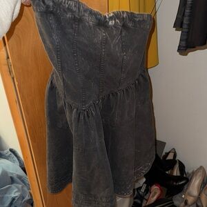 Free People Strapless Dress in Dark Gray